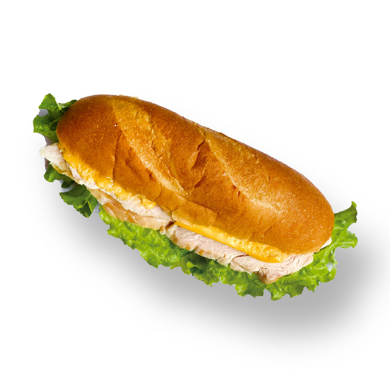 烟熏鸡肉软法三明治